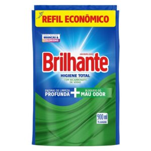 Lava Roupas Líquido Brilhante Higiene Total Refil 900ml