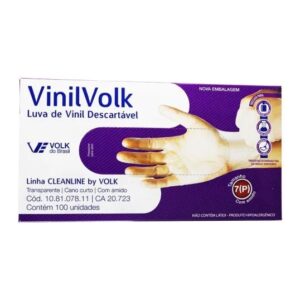 Luva De Vinil Descartável Com Amido Volk 100und ( P )