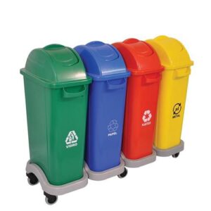 Kit Coleta Seletiva Bralimpia Com Tampa Transversal 50l